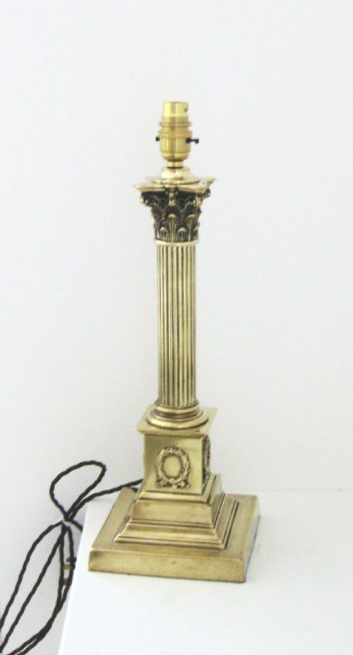 Victorian Corinthian Column Brass Lamp