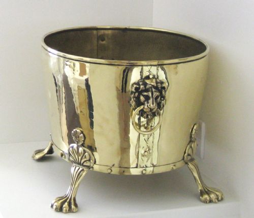 Large Brass Planter with Lion's Claw Feet