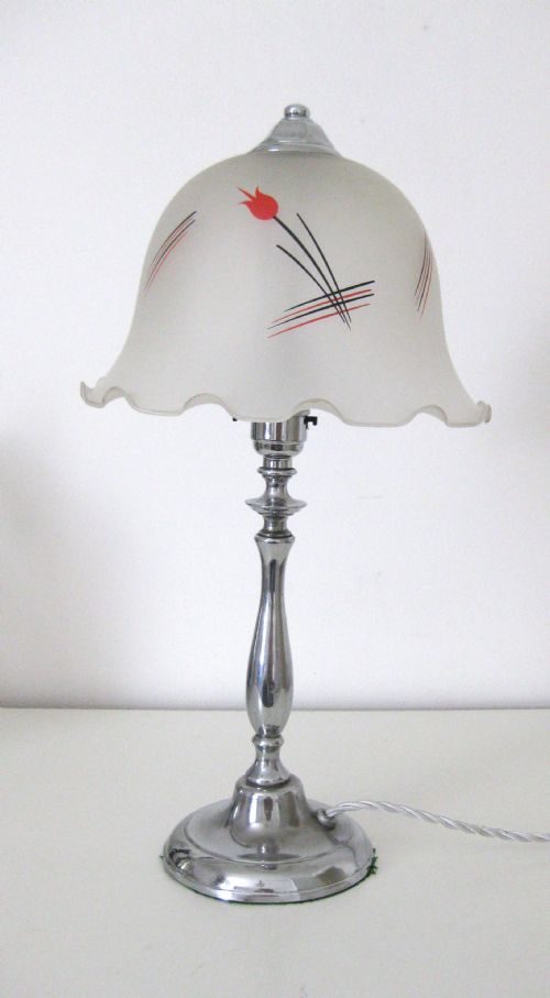 fig 1. ANTIQUE CHROME LAMP WITH ORIGINAL PERIOD SHADE