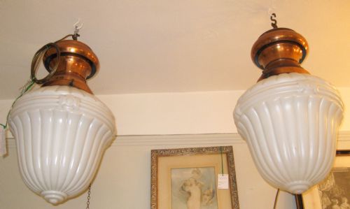 Victorian Gas Lanterns with Original Shades