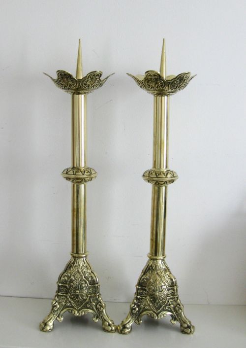 Pair Tall Brass Candlesticks