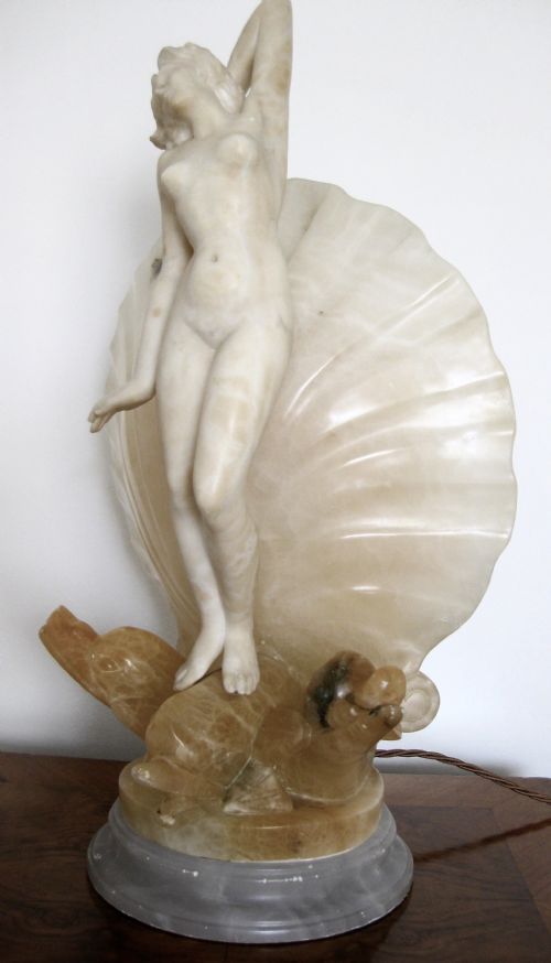 fig 1. ART NOUVEAU MARBLE AND ALABASTER LAMP