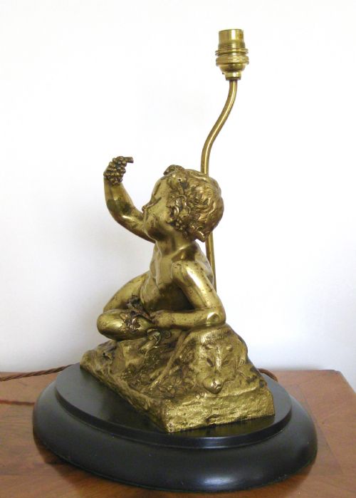 fig 1. A VICTORIAN GILDED BRONZE CHERUB LAMP