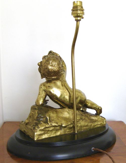 fig 2. A VICTORIAN GILDED BRONZE CHERUB LAMP