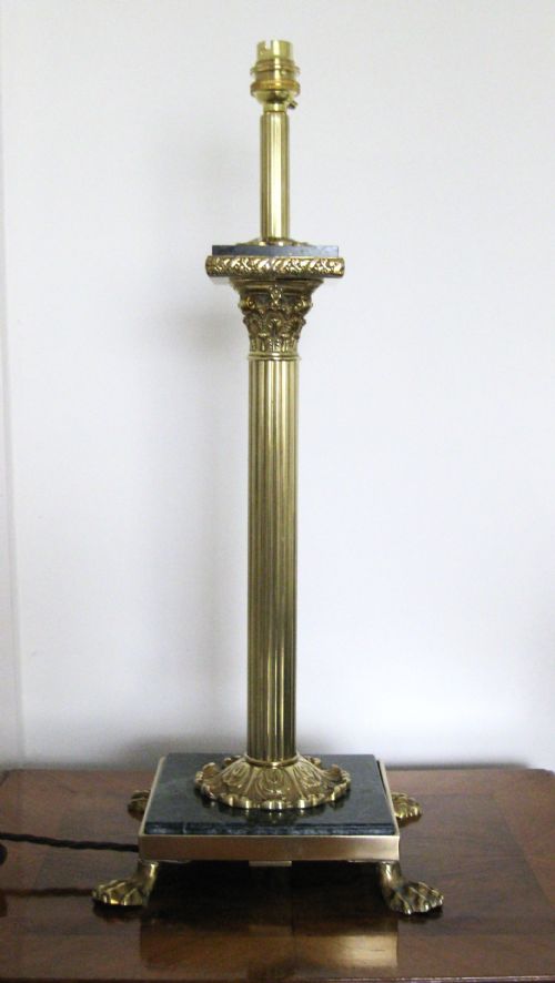 Tall Brass and Granite Lamp