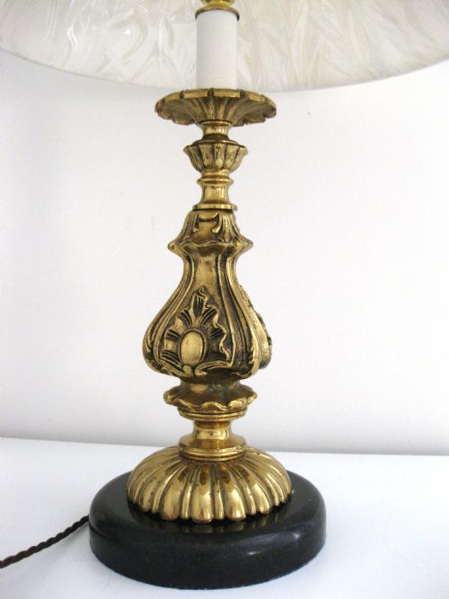 Heavy Brass Lamp on a Marble Base