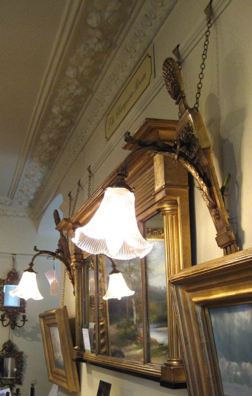fig 2. VICTORIAN WALL LIGHTS WITH HOLOPHANE SHADES