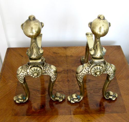 Victorian Brass Fire Dogs