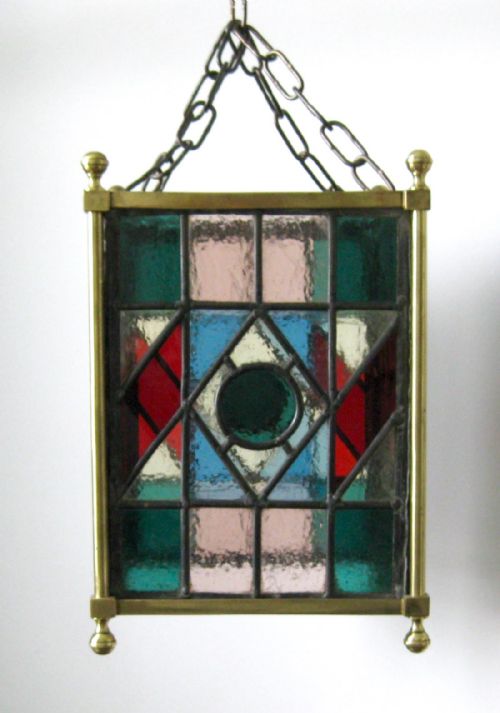 fig 2. VICTORIAN STAINED GLASS HALL LANTERN