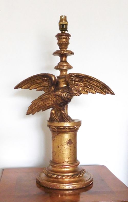 fig 1. GILDED WOOD LAMP WITH AN EAGLE