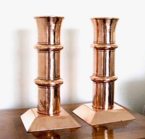 Arts and Crafts Copper Vases/candle Holders