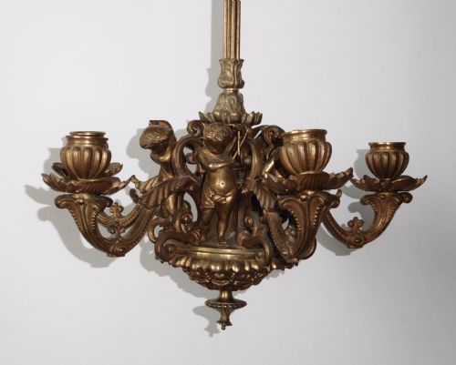 fig 1. LITTLE VICTORIAN BRASS CHANDELIER WITH CHERUBS
