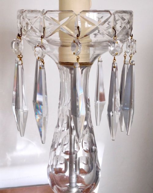 fig 1. PAIR GLASS LUSTRE LAMPS