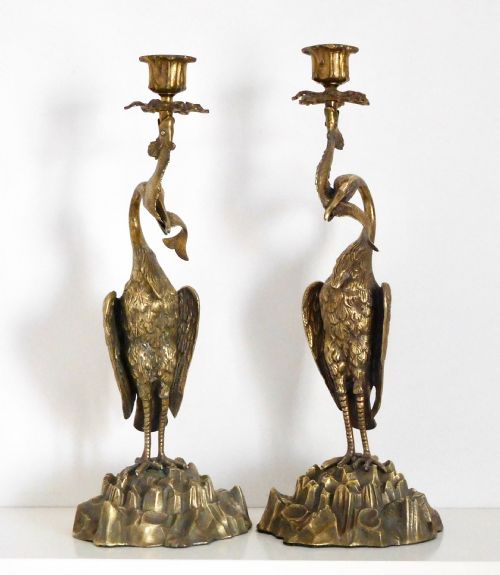 Heron and Fish Candlesticks by Abbott