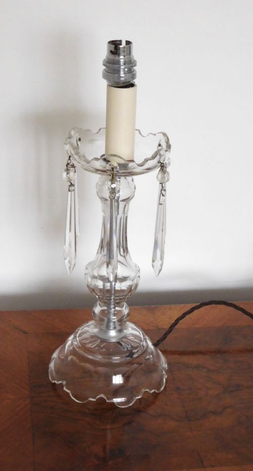 fig 1. GLASS TABLE LAMP WITH LONG GLASS DROPS