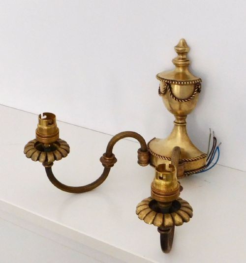 fig 1. SET OF THREE EDWARDIAN BRASS WALL LIGHTS
