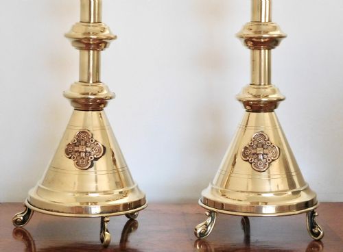 fig 1. PAIR OF BRASS CANDLESTICKS