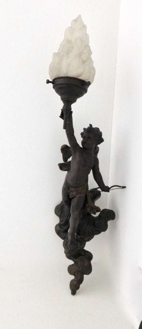 Victorian Cherub Holding Torchere Light