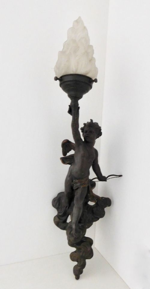 fig 1. VICTORIAN CHERUB HOLDING TORCHERE LIGHT