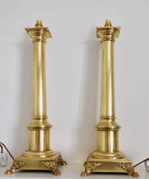 A Pair of Tall Brass Table Lamps