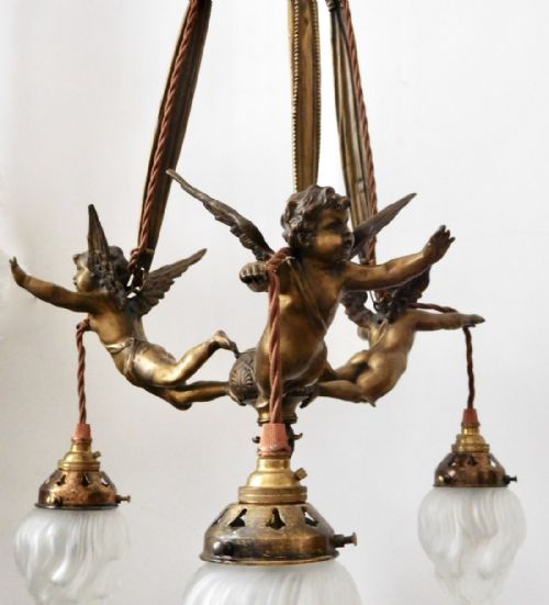 fig 1. BRASS FLYING CHERUB CEILING LIGHT