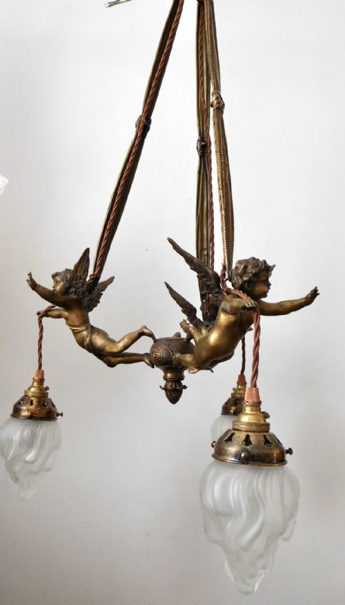 fig 2. BRASS FLYING CHERUB CEILING LIGHT