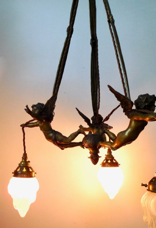 fig 3. BRASS FLYING CHERUB CEILING LIGHT