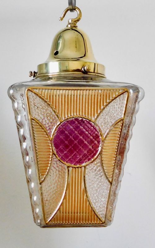 fig 1. 1930's COLOURED GLASS CEILING LIGHT