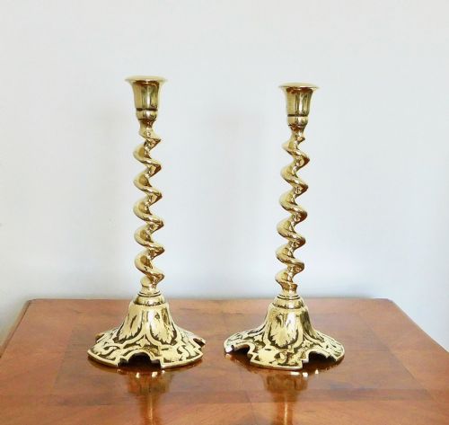 Pair Hand Cast Victorian Candlesticks