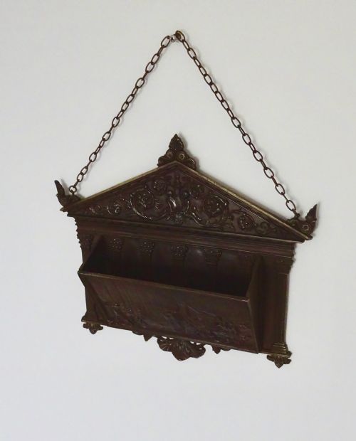 fig 2. 19thC CAST IRON WALL HANGING LETTER RACK