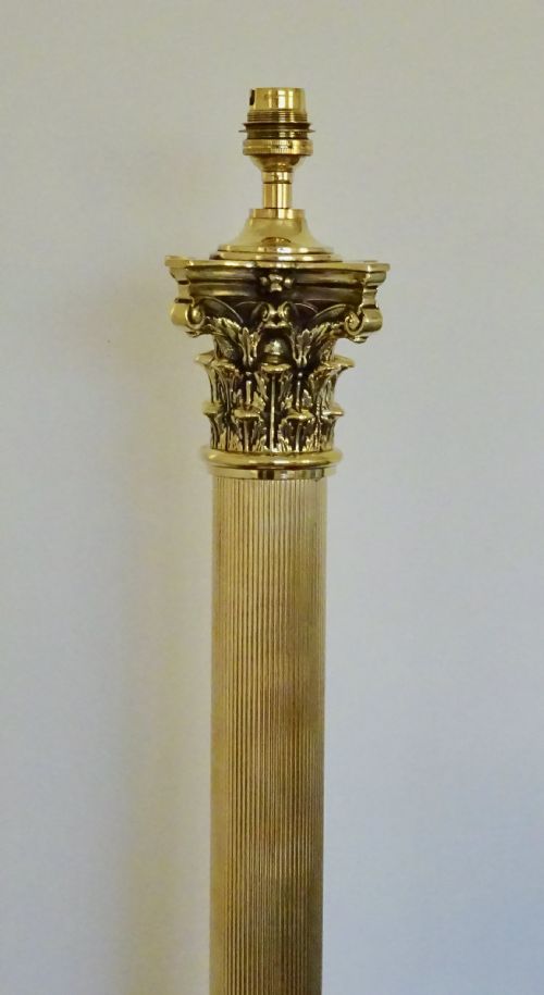 fig 1. EARLY 20thC TALL BRASS CORINTHIAN COLUMN LAMP