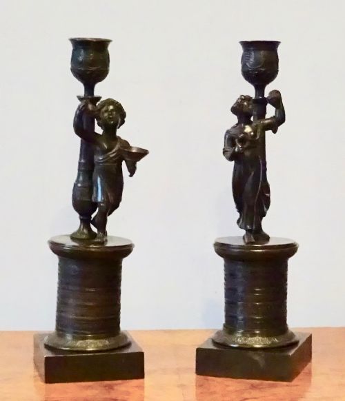 Pair Victorian Bronze Candlesticks