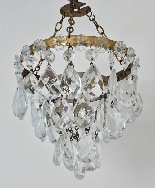 Circa 1920 Glass Drop Ceiling Light