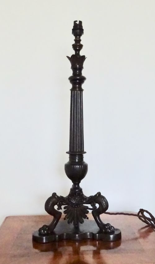 Victorian Bronze Column Lamp
