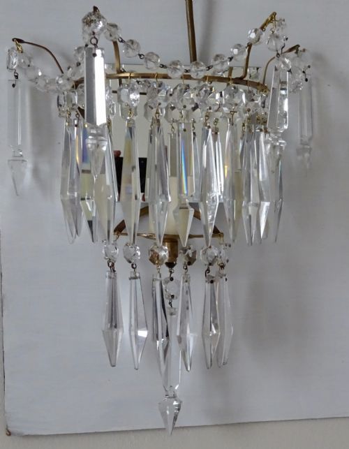 fig 2. SET OF FOUR GLASS DROP, MIRROR BACKED WALL LIGHTS