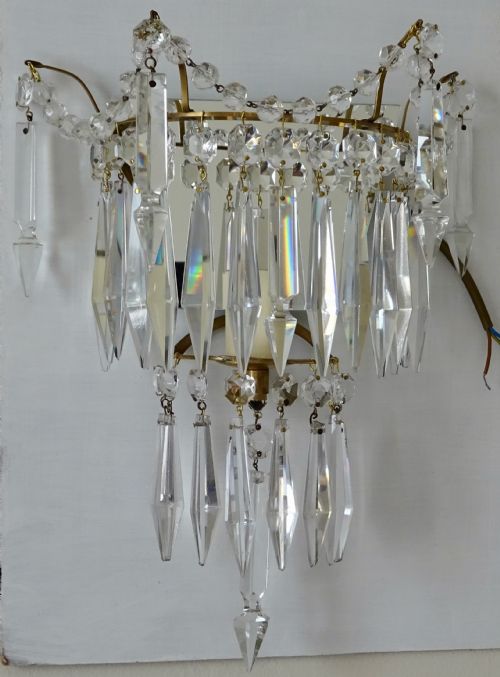 fig 1. SET OF FOUR GLASS DROP, MIRROR BACKED WALL LIGHTS
