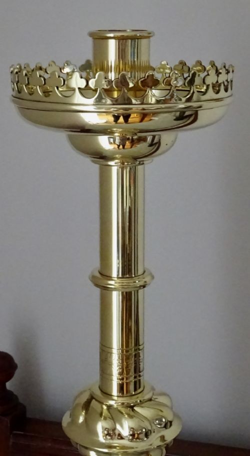 fig 1. PAIR VICTORIAN VERY TALL AND HEAVY BRASS CANDLESTICKS
