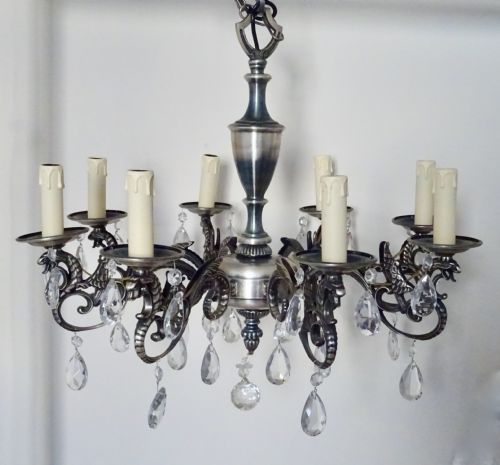 Eight Arm Pewter Chandelier