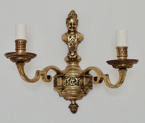 Pair Double Arm Brass Wall Lights