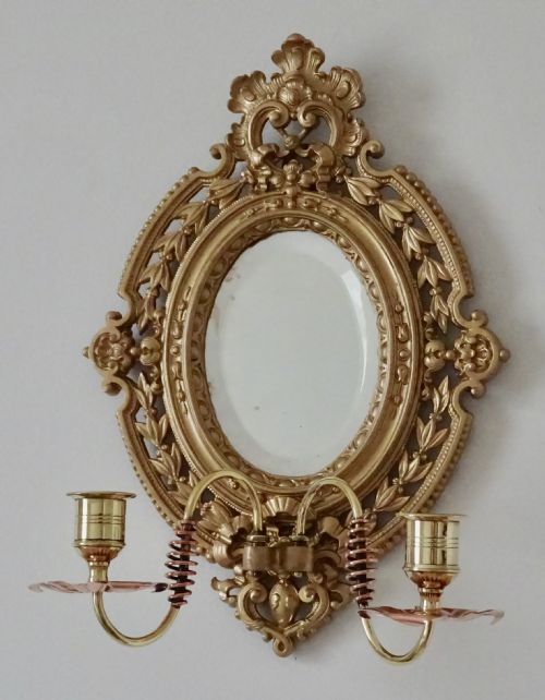 Circa 1897 Pair Gilded Girandoles