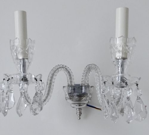 Pair Cut Glass Wall Lights