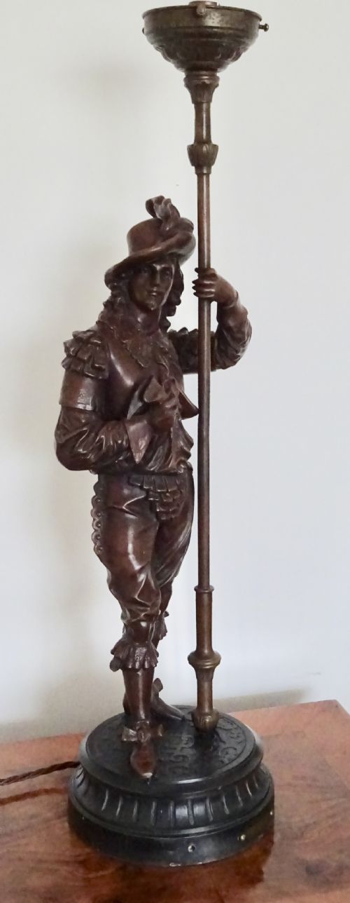 Tall Spelter Cavalier 'Don Juan' Lamp