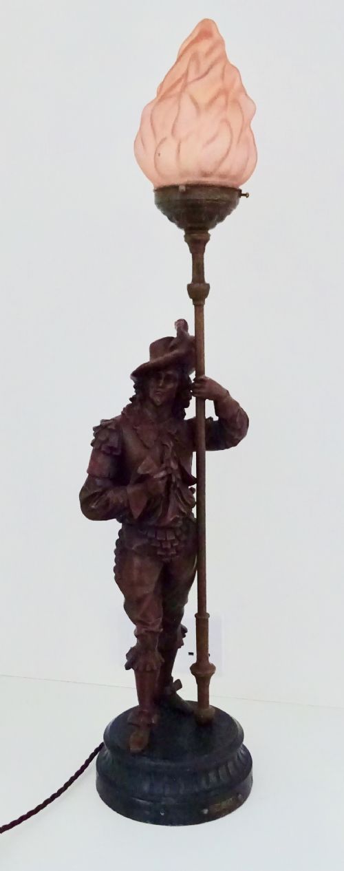 fig 1. TALL SPELTER CAVALIER 'DON JUAN' LAMP