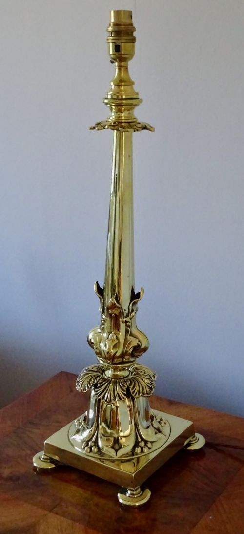 Tall Art Nouveau Brass Lamp