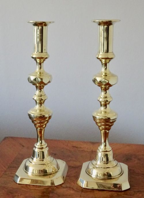 Pair of Tall Victorian Brass Candlesticks