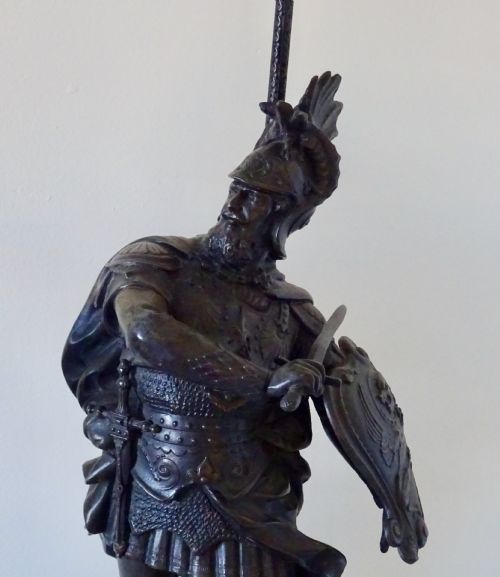 fig 2. PAIR LARGE SPELTER LAMPS