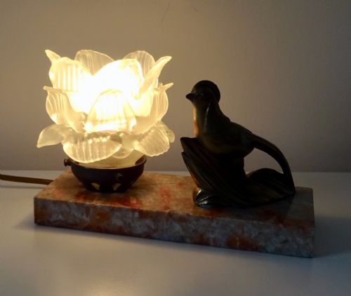 fig 1. A 1930's MARBLE BASE BIRD LAMP