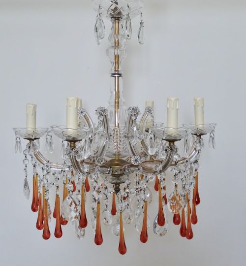 Marie Therese Chandelier with Long Amber Drops