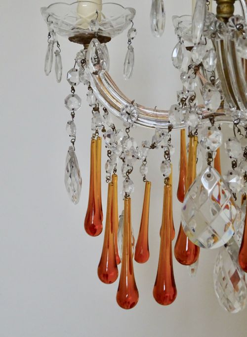 fig 2. MARIE THERESE CHANDELIER WITH LONG AMBER DROPS