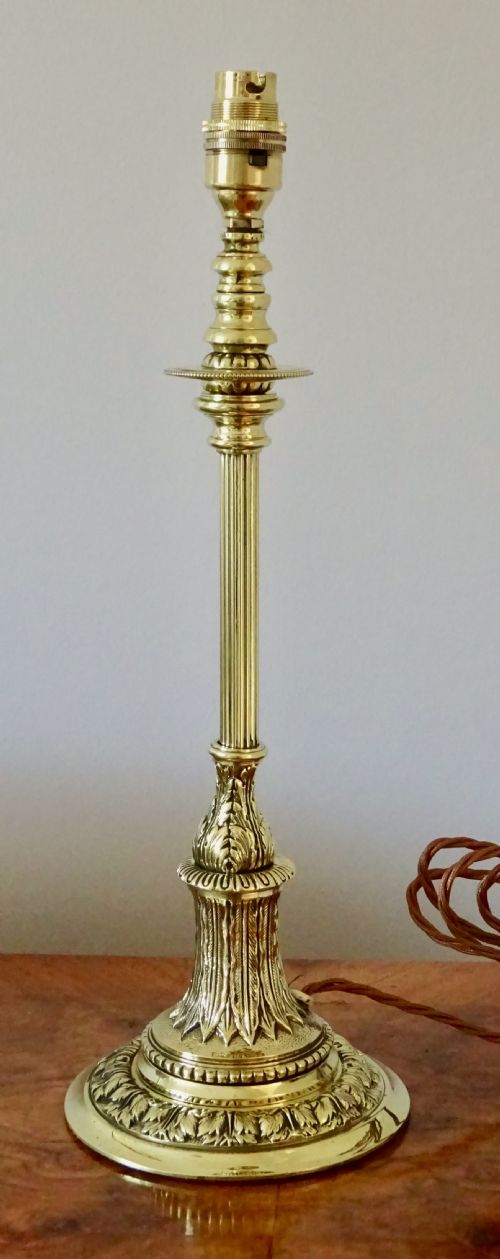 A Victorian Brass Lamp with Original Weighted Base